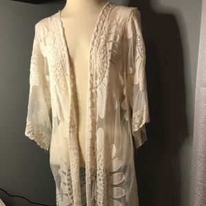 Off white lace boutique duster